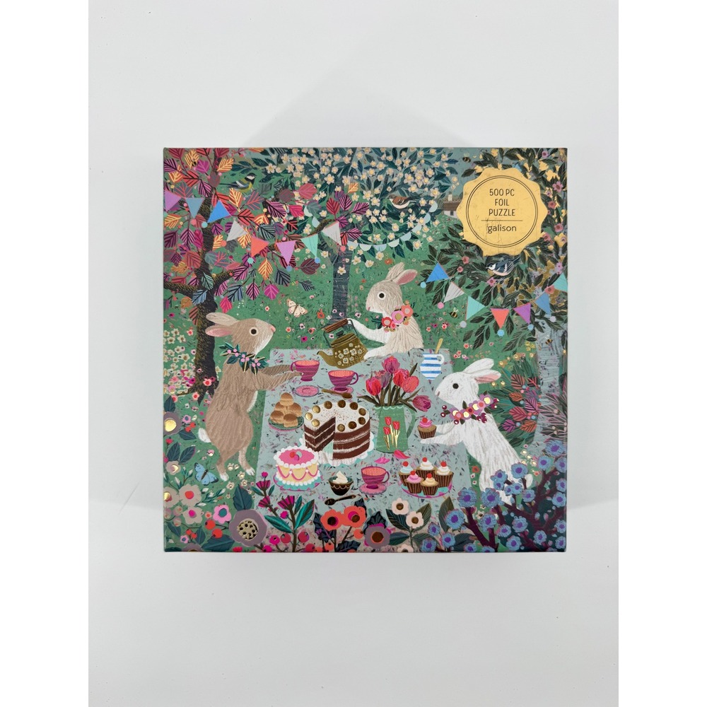 Galison Spring Tea Party 500 Piece Foil Jigsaw Puzzle Victoria Ball Garden Art